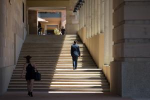 People walking up the Thinking Steps